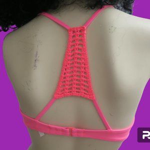 Victoria's Secret slight push up crochet back bikini top in hot pink size 34C